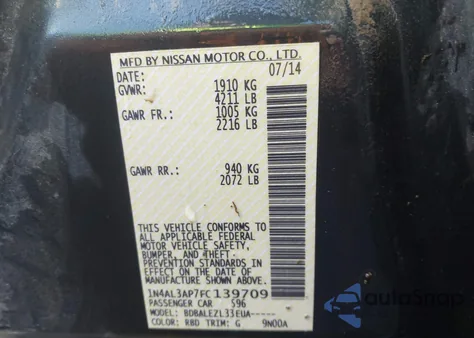 2015 Nissan Altima 2.5 S z USA, uszkodzony, nr VIN 1N4AL3AP7FC139709